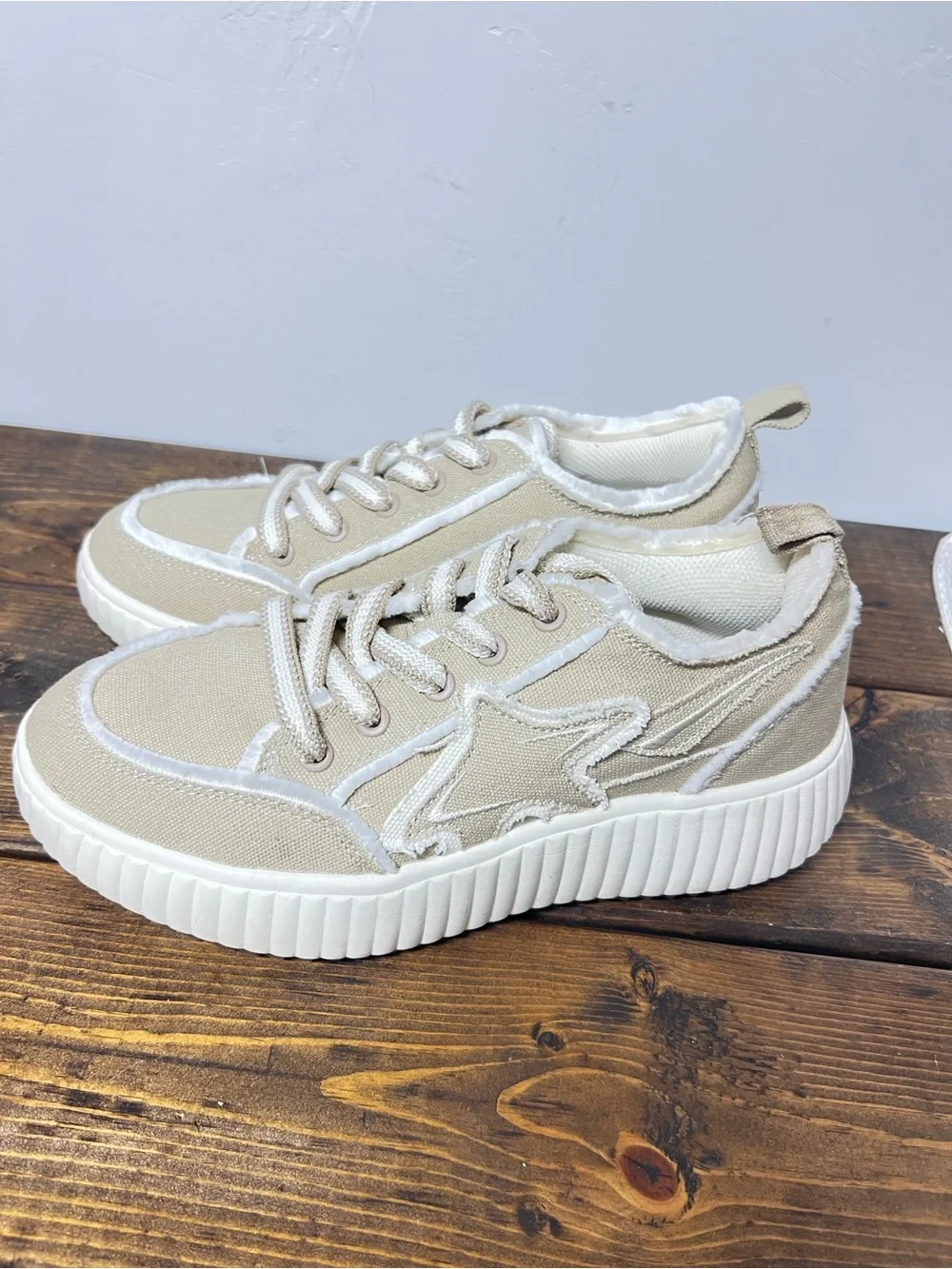 DREAM PAIRS [Kay] Denim Star Patchwork Platform Fashion Sneakers